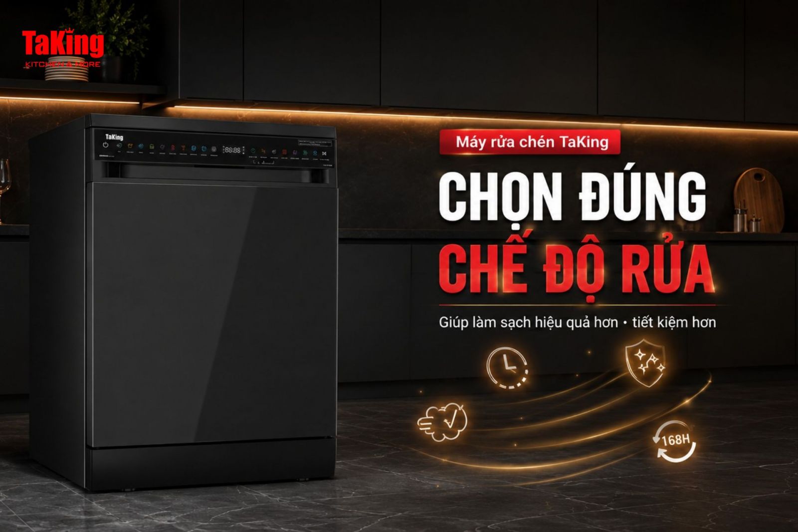 10 chương trình rửa trên máy rửa chén TaKing 